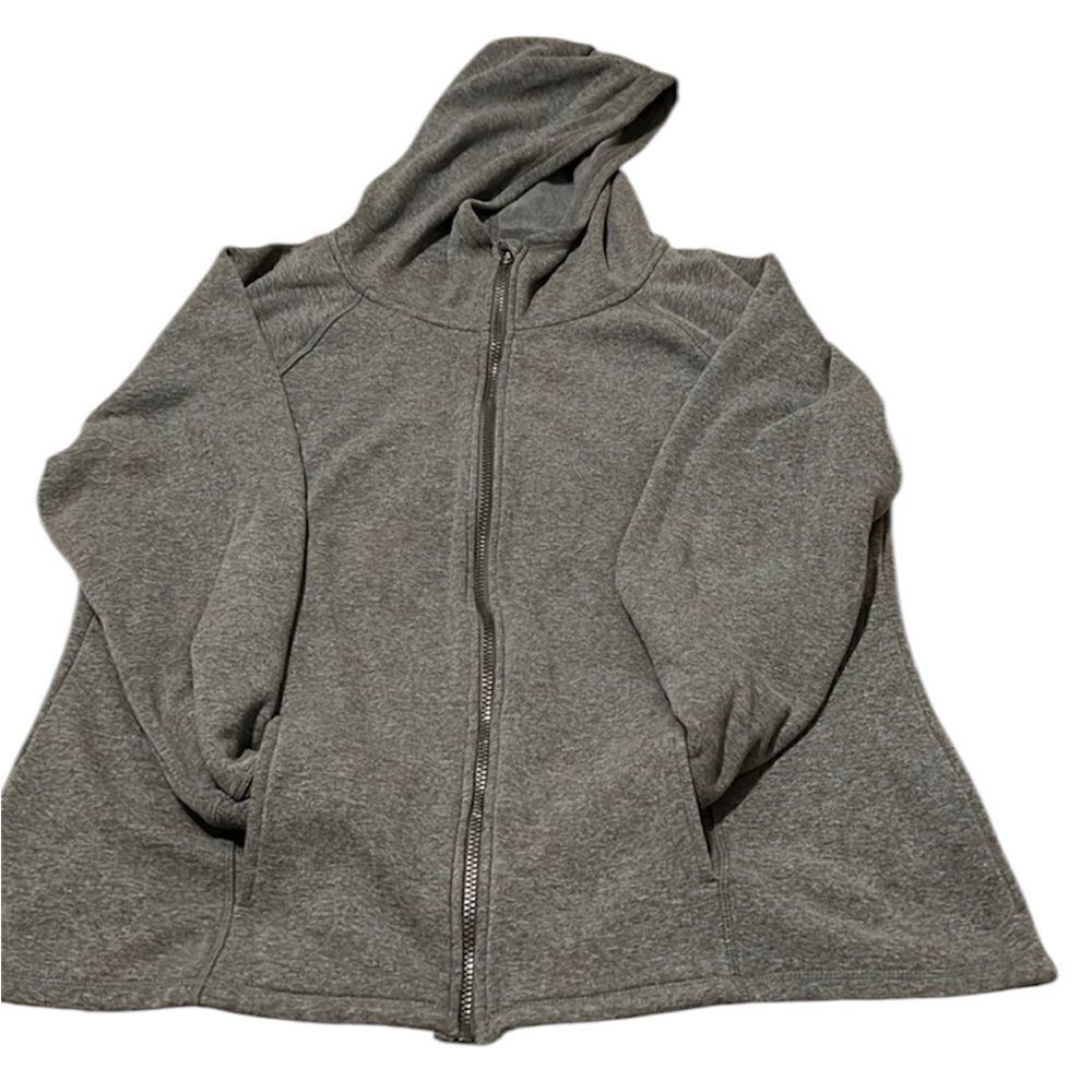 Athletic works szXXL grey fleece lined zip front hoodie with pockets GUC